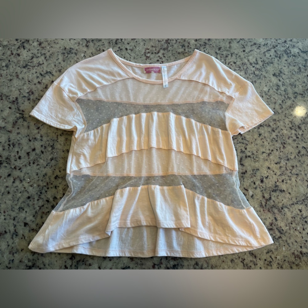 Women’s O’Neill Sheer Pink Ruffle Top size small - Picture 3 of 6